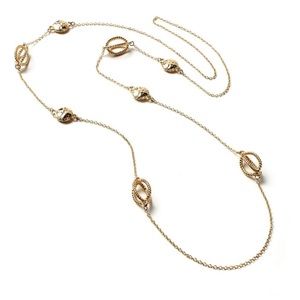 Gold-tone brass station long strand necklace